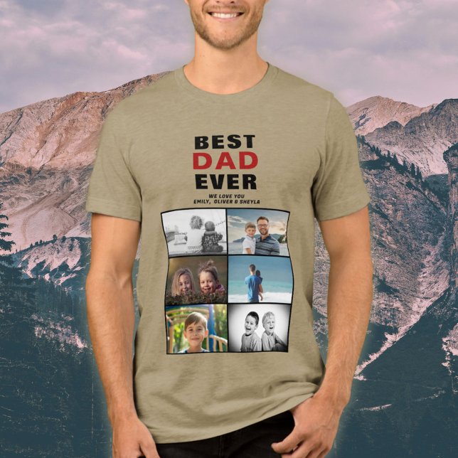 Far med Kids och Family Pappa 6 Photo Collage T Shirt (Skapare uppladdad)