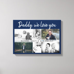 Far med Kids och Family Pappa Blue 6 Photo Canvastryck