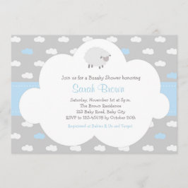 Får med molninbjudan (Grått Blue) Inbjudningar