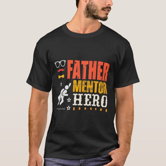 Far Mentor Hero, Pappa T-Shirt, Fars dag Gift T Shirt (Framsida)