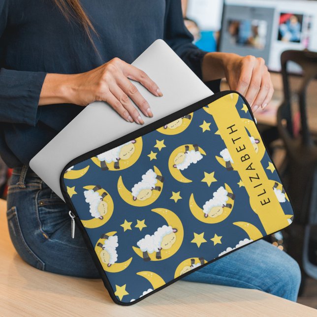 Får Mönster, får, får, Måne, ditt namn Laptop Fodral (Skapare uppladdad)