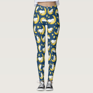Får, Mönster, sipprande får, Måne, stjärnor Leggings