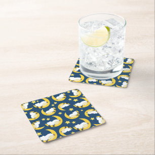 Får, Mönster, sipprande får, Måne, stjärnor Underlägg Papper Kvadrat