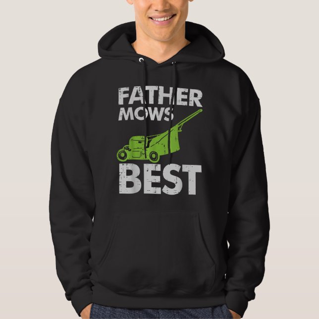 Far Mows Best Funny Fars dag Gräsmatta Mwing Pappa Hoodie (Framsida)
