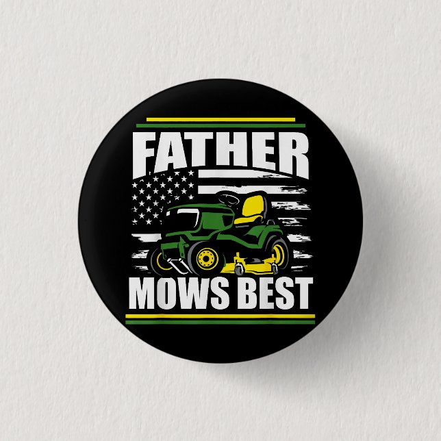 Far Mows Best Funny Gräsmatta Mower American Flagg Knapp (Framsida)