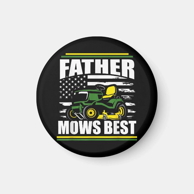 Far Mows Best Funny Gräsmatta Mower American Flagg Magnet (Framsidan)