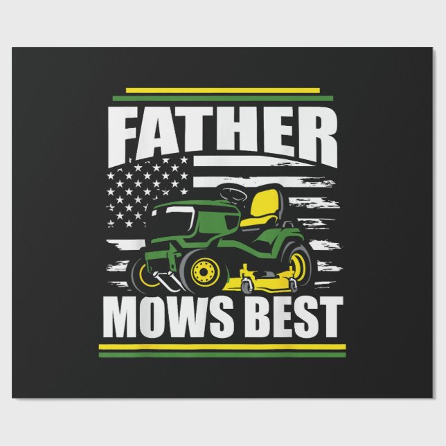 Far Mows Best Funny Gräsmatta Mower American Flagg Presentpapper (Platt)