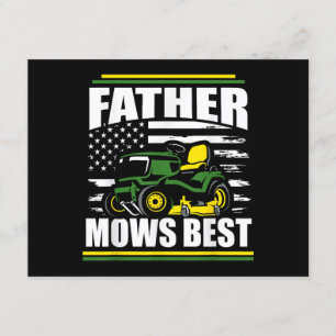 Far Mows Best Funny Gräsmatta Mower American Flagg Tilläggskort