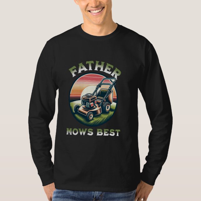 Far Mows Best Gräsmatta Care Pappa Making Gardener T Shirt (Framsida)