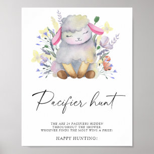 Får - nappar jakt på babyduschspel poster