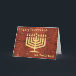 Far North Chanukkah - Inner Birch Bark Helgdag Car Helgkort<br><div class="desc">Lycklig Chanukkah längst norrut. En digital rekreation av en Chanukkah-menorah som skulle bildas genom att försiktigt skrapa av det rödaktiga yttre yta på den omvända sidan av fågelbark (Betula papyrifera) för att avslöja den ljusare, gulaktiga lagrar under. Texten "Lycklig Chanukkah" står och ni kan lägga till er egen kompletterande text.Detta...</div>