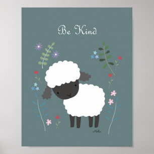 Får Nursery Art Cute Lamb Nursery Wall Decor Poster