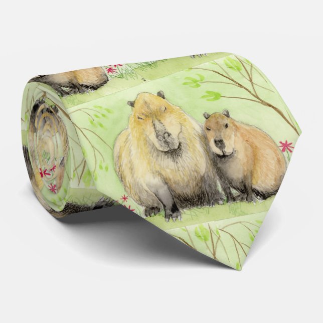 Far och Baby Capybara Neck Tie Slips (Rullad)