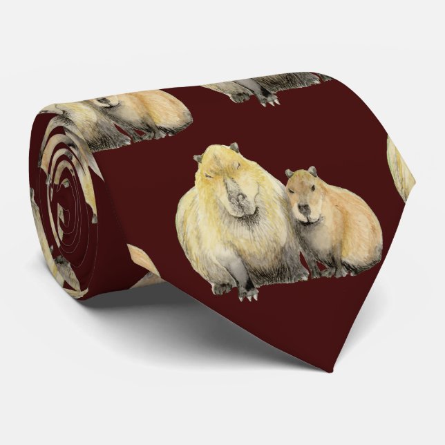 Far och Baby Capybara Neck Tie Slips (Rullad)