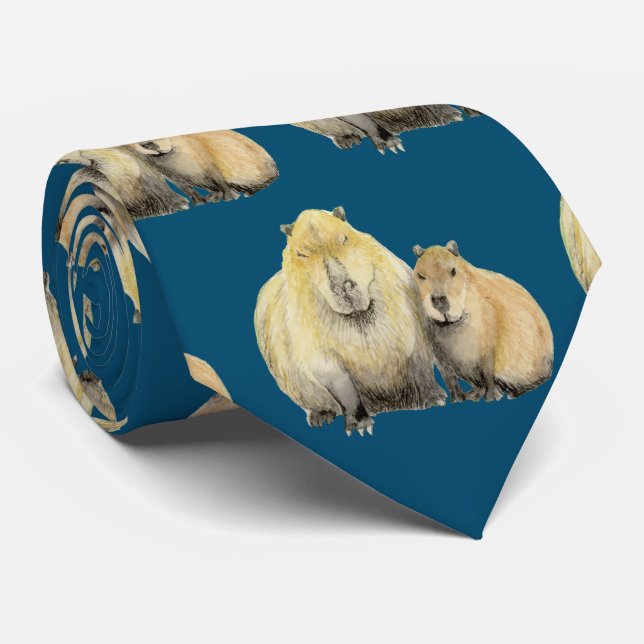 Far och Baby Capybara Neck Tie Slips (Rullad)