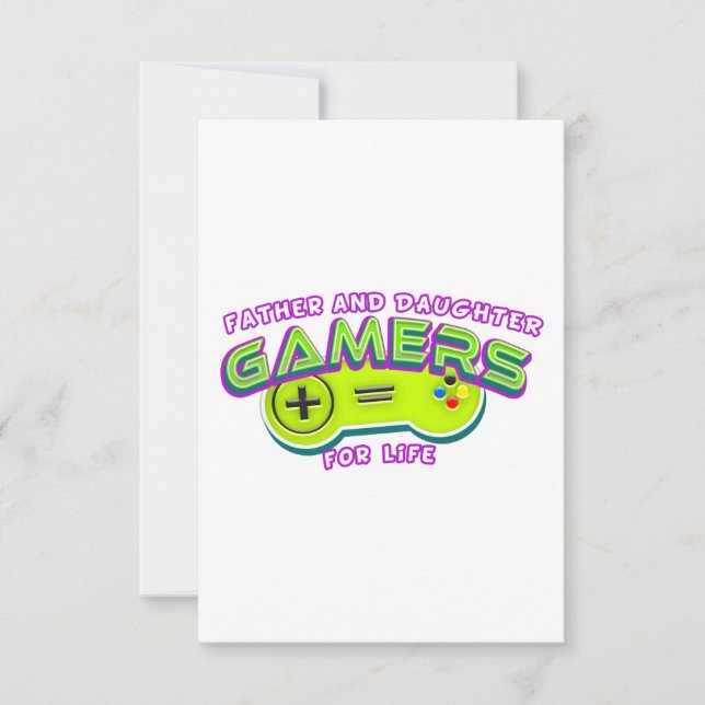 Far och dotter Gamers for Life Tack Kort (Framsida)