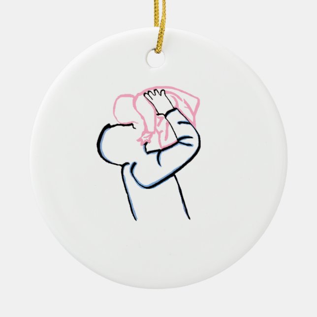 Far och Dotter Julgransprydnad Keramik (Framsidan)