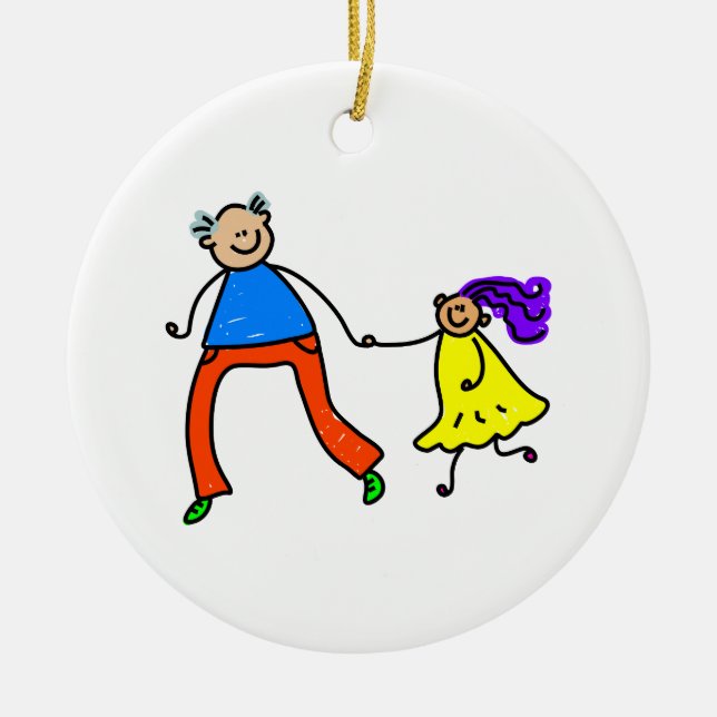 Far och dotter julgransprydnad keramik (Framsidan)