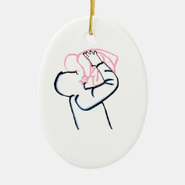 Far och dotter. julgransprydnad keramik