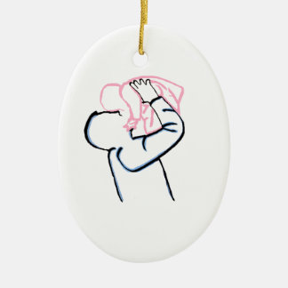 Far och dotter. julgransprydnad keramik