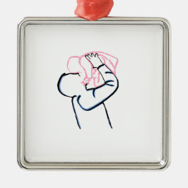 Far och dotter. julgransprydnad metall