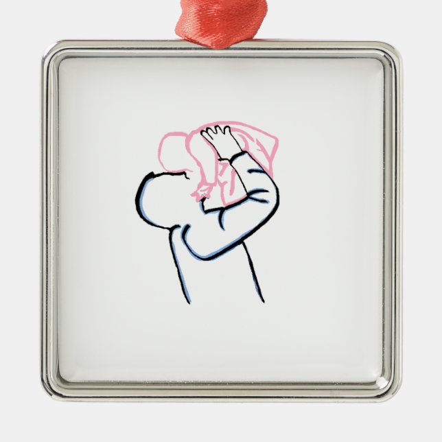 Far och dotter. julgransprydnad metall (Framsidan)