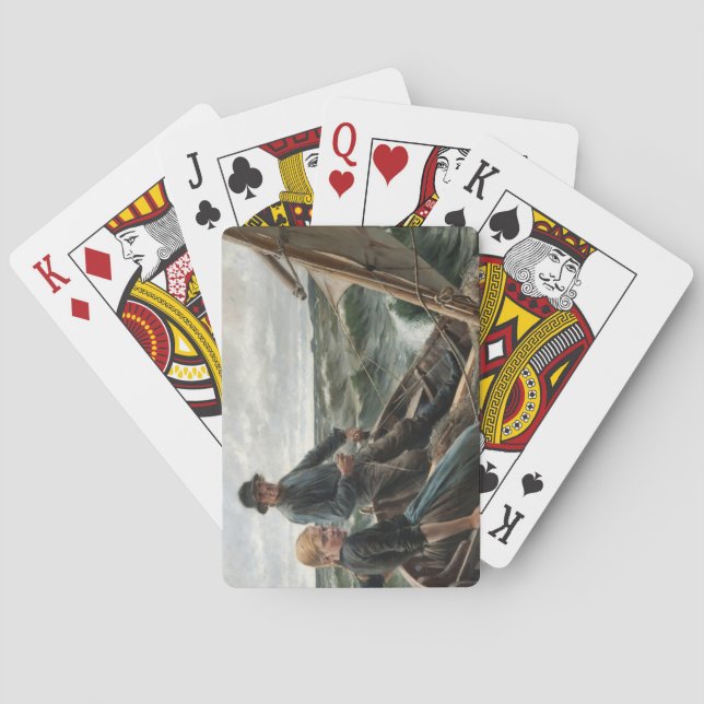 Far och dotter till sjöss (av Albert Edelfilt) Casinokort (Baksidan)