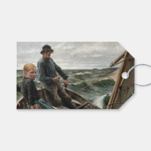 Far och dotter till sjöss (av Albert Edelfilt) Presentetikett