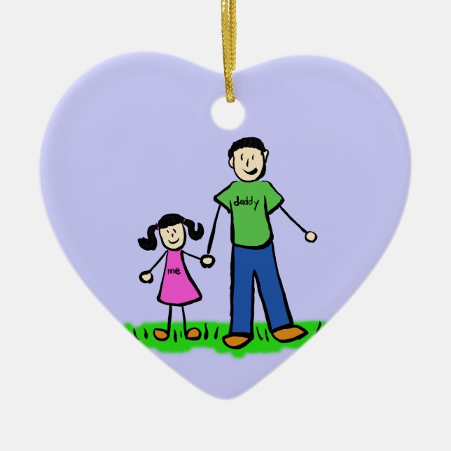 Far och dotterfamiljens Anpassningsbar Ornaments Julgransprydnad Keramik (Framsidan)