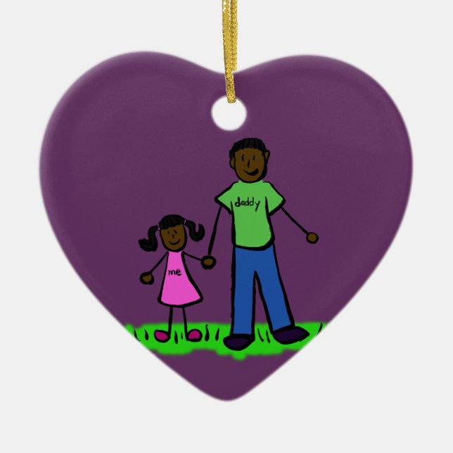 Far och dotterfamiljens Anpassningsbar Ornaments Julgransprydnad Keramik (Framsidan)