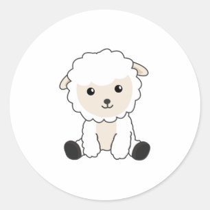 Får och getter Ylle Funny Animals Baby Lamb Runt Klistermärke