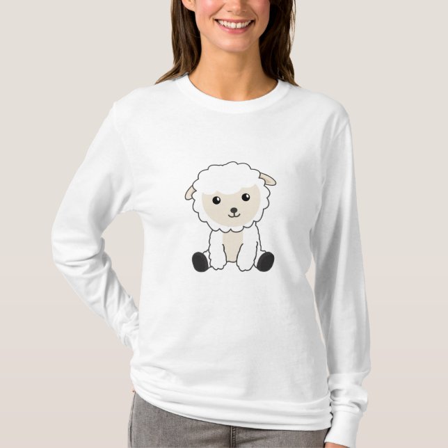 Får och getter Ylle Funny Animals Baby Lamb T Shirt (Framsida)