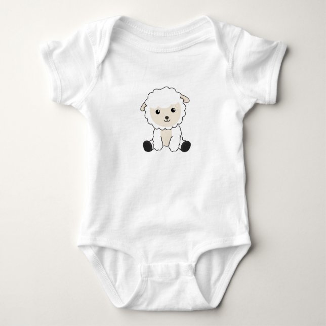 Får och getter Ylle Funny Animals Baby Lamb T Shirt (Framsida)