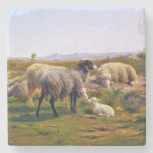 Får och lamm (av Rosa Bonheur) Stenunderlägg