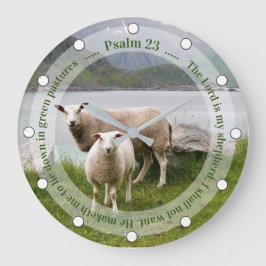 Får och lamm med Sjö Psalm 23 Stor Klocka