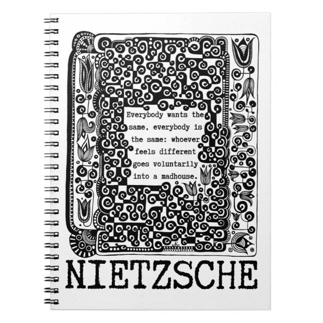 FÅR- OCH MADHOUSfilosofi citerat av Nietzsche Anteckningsbok (Framsidan)
