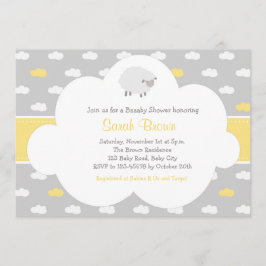 Får- och molninbjudan (grå gult) inbjudningar