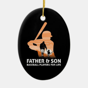Far och Son Baseball-spelare för livet Julgransprydnad Keramik