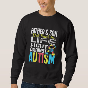 Far och son BFF för livet mot Autism Awarene Lång Ärmad Tröja