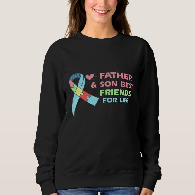 Far och son Bff mot medvetandegörande av autism T Shirt (Framsida)