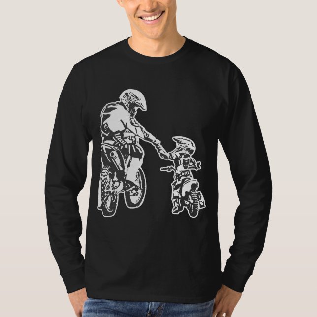 Far och Son Dirt Bike Racer Dirt Road Tävla Mo T Shirt (Framsida)