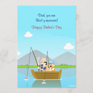 Far och Son Fishing Fars dag Card Kort