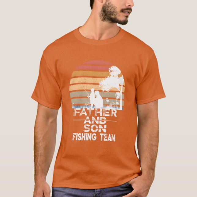 Far och son Fishingeam retro T Shirt (Framsida)