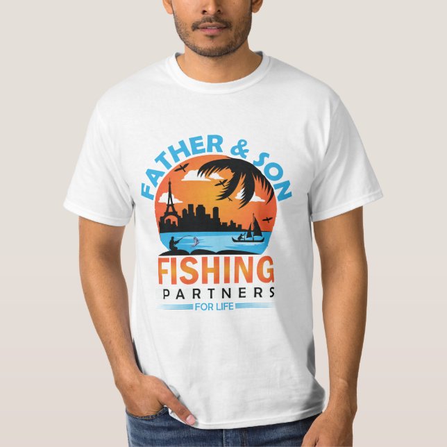 Far och Son Fishingspartners för livet T Shirt (Framsida)