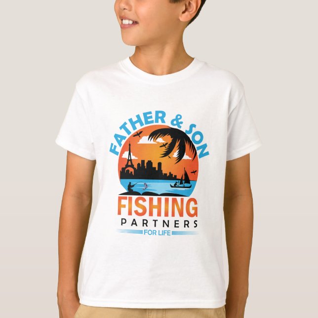 Far och Son Fishingspartners för livet T Shirt (Framsida)