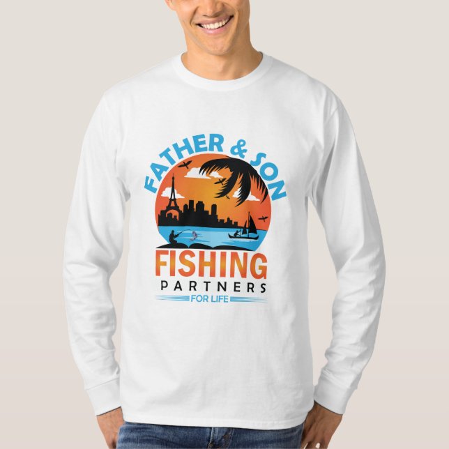 Far och Son Fishingspartners för livet T Shirt (Framsida)