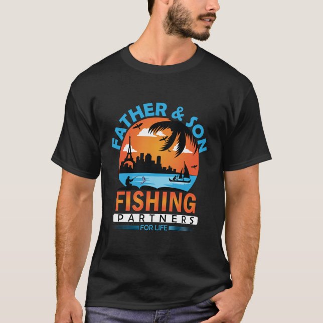 Far och Son Fishingspartners för livet T Shirt (Framsida)