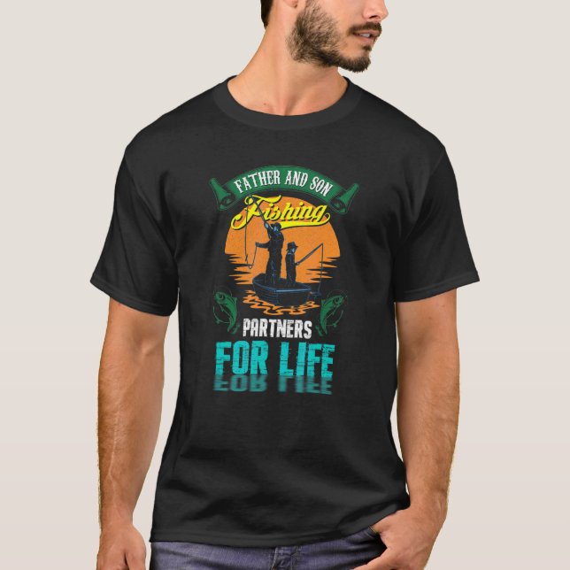 Far och son fiske partners för livet V2 T Shirt (Framsida)