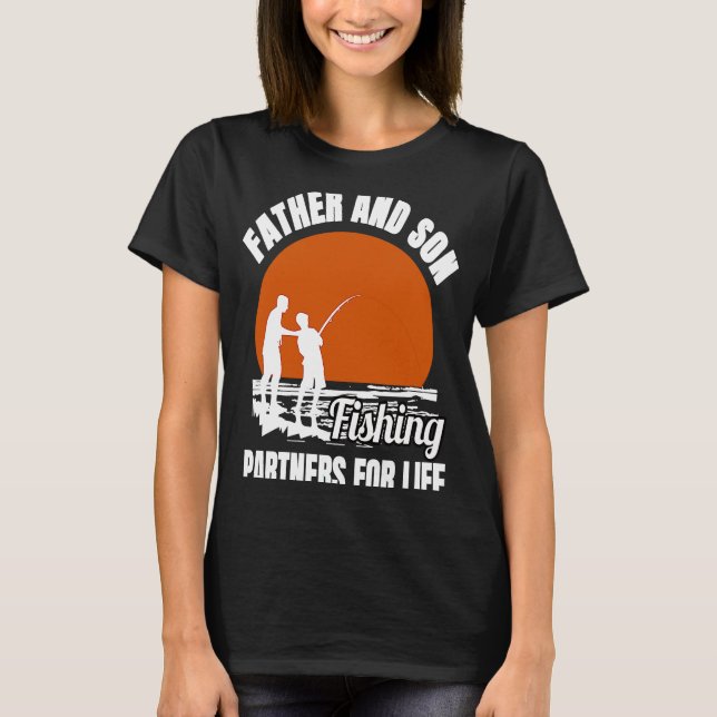 Far och son fiskepartner för livet pappa t shirt (Framsida)