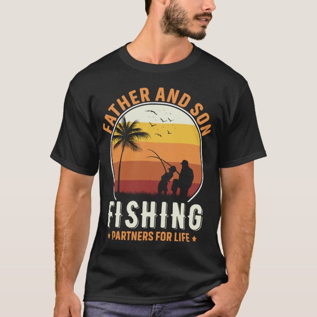 Far och son fiskepartner för livets fiskare t shirt (Framsida)